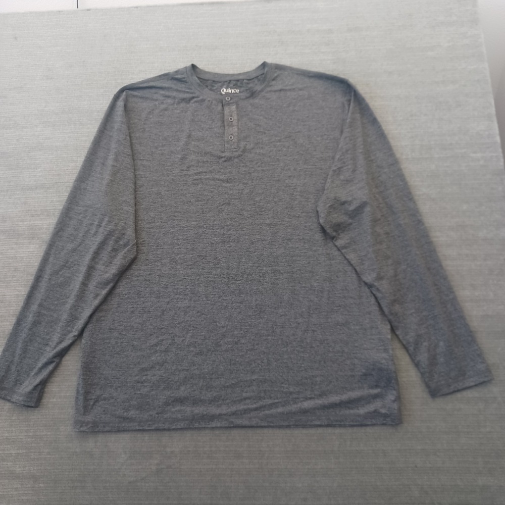 Quince Henley Shirt Men‎ XXL Flowknit Ultra Soft Long Sleeve Performance Gray